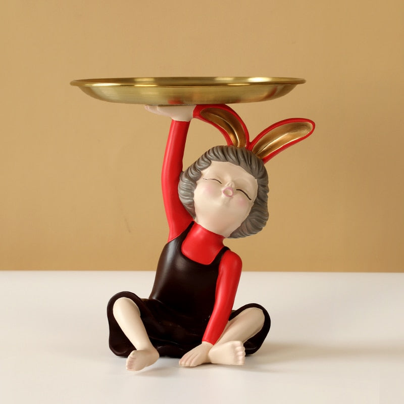 Rabbit Girl Sculpture Holder