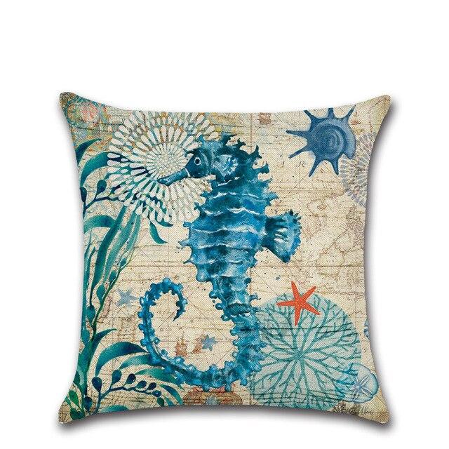 sea horse cushion cover